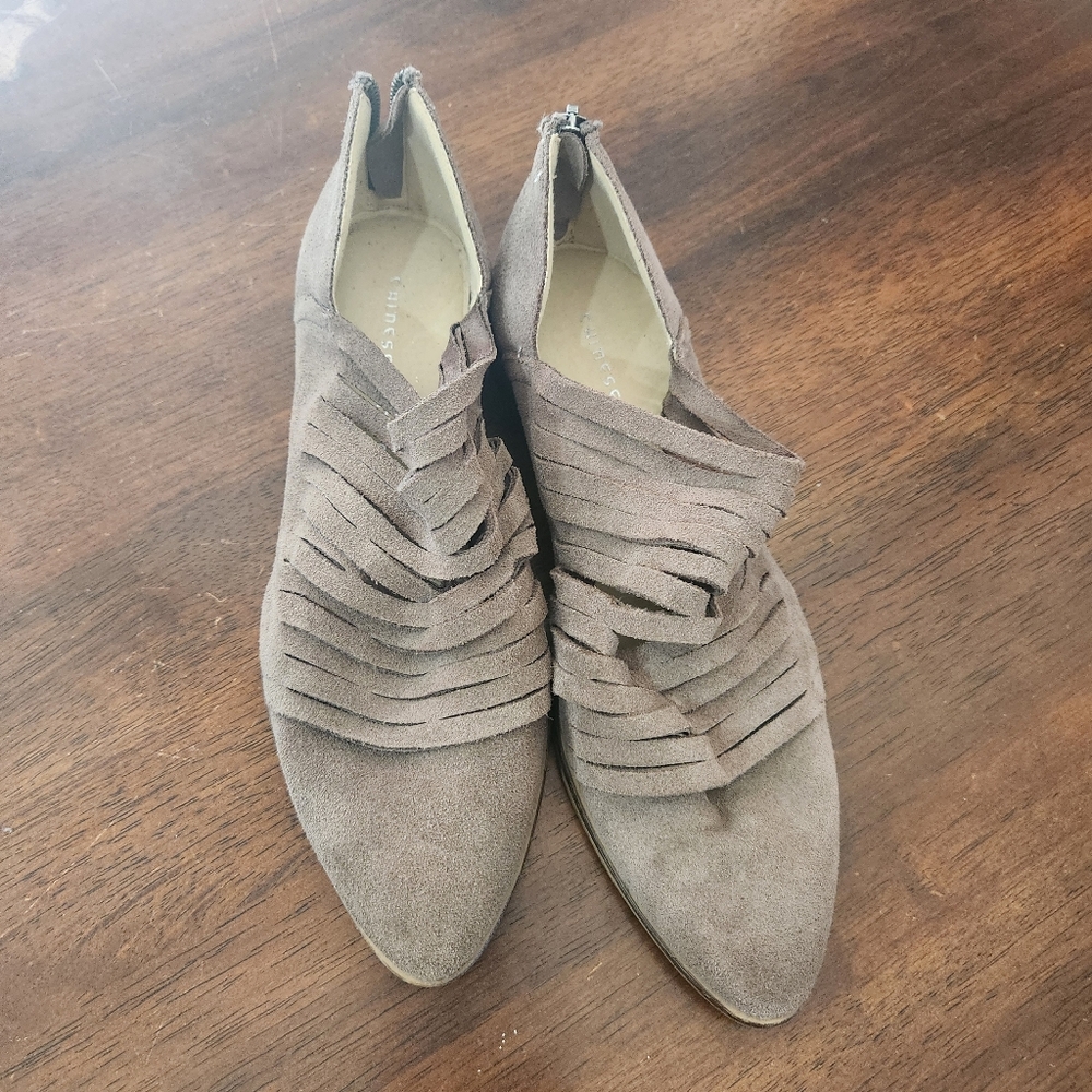 Chinese Laundry Bootie Brown Suede Like Material Size 8.5